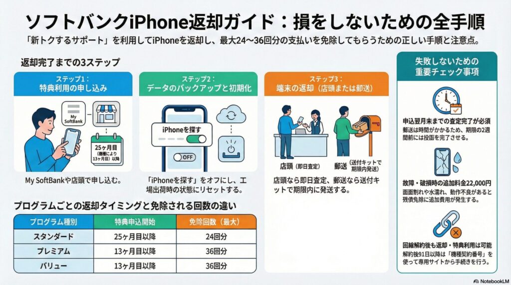 【解約方法】知らないと損!ソフトバンクiPhone返却の期限と査定基準を徹底解説
