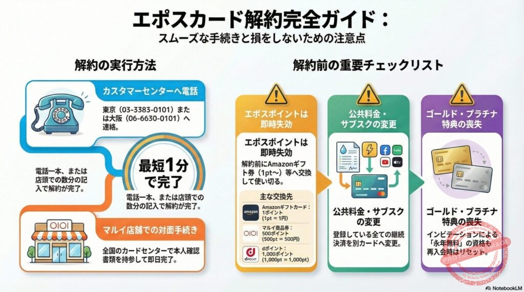 【解約方法】エポスカードを1分で解約する手順|ポイント失効前に必ず確認すべき5つのこと