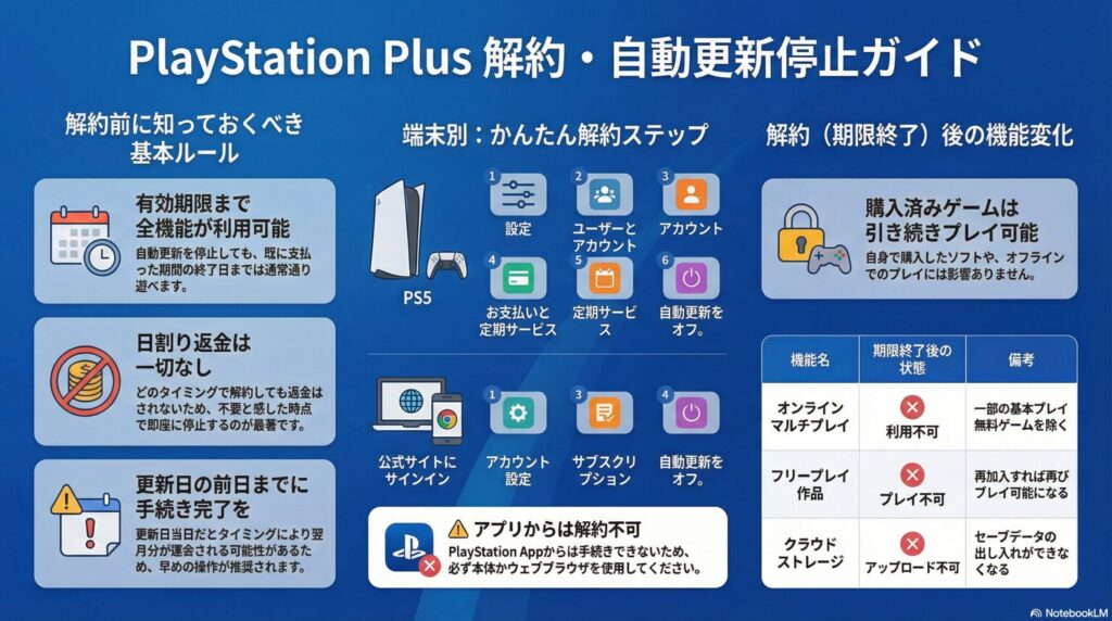 【解約方法】PlayStation Plus｜PS5・PS4・PCから3分で自動更新停止
