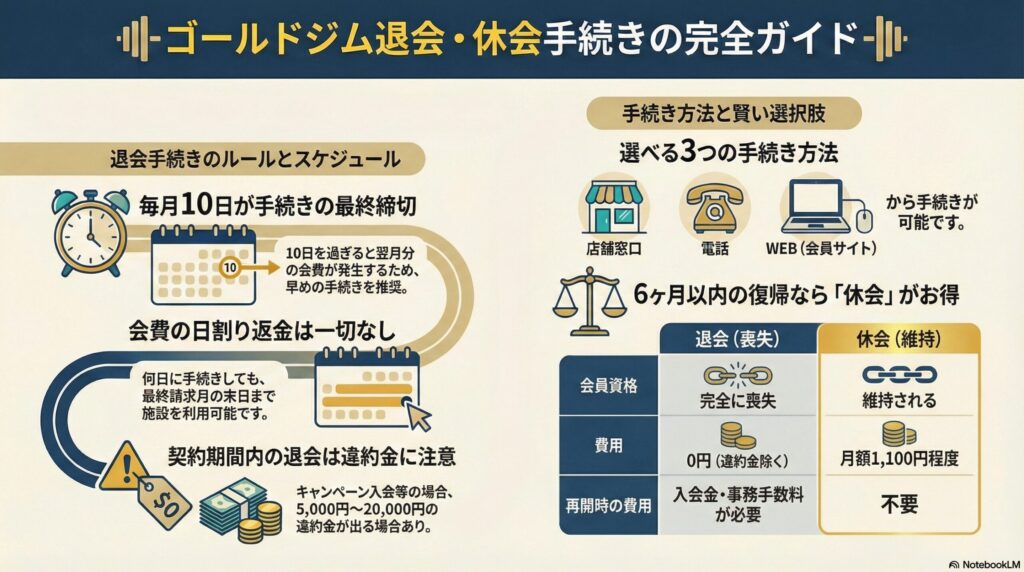 【解約方法】ゴールドジム｜毎月10日締切!退会手続きの完全ガイド