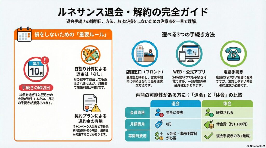 【解約方法】ルネサンス｜毎月10日締切!退会手続きの完全ガイド