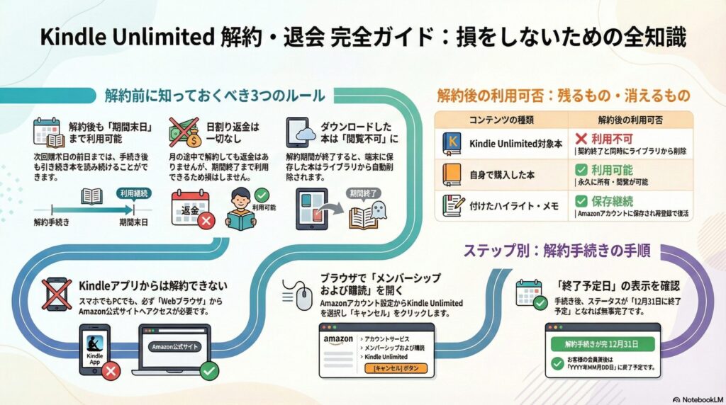 【解約方法】Kindle Unlimited｜簡単3分!退会手続きの完全ガイド